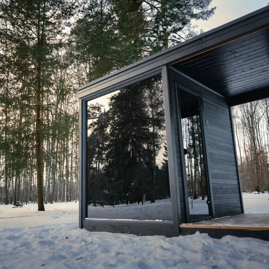 Architectural retreat in snow